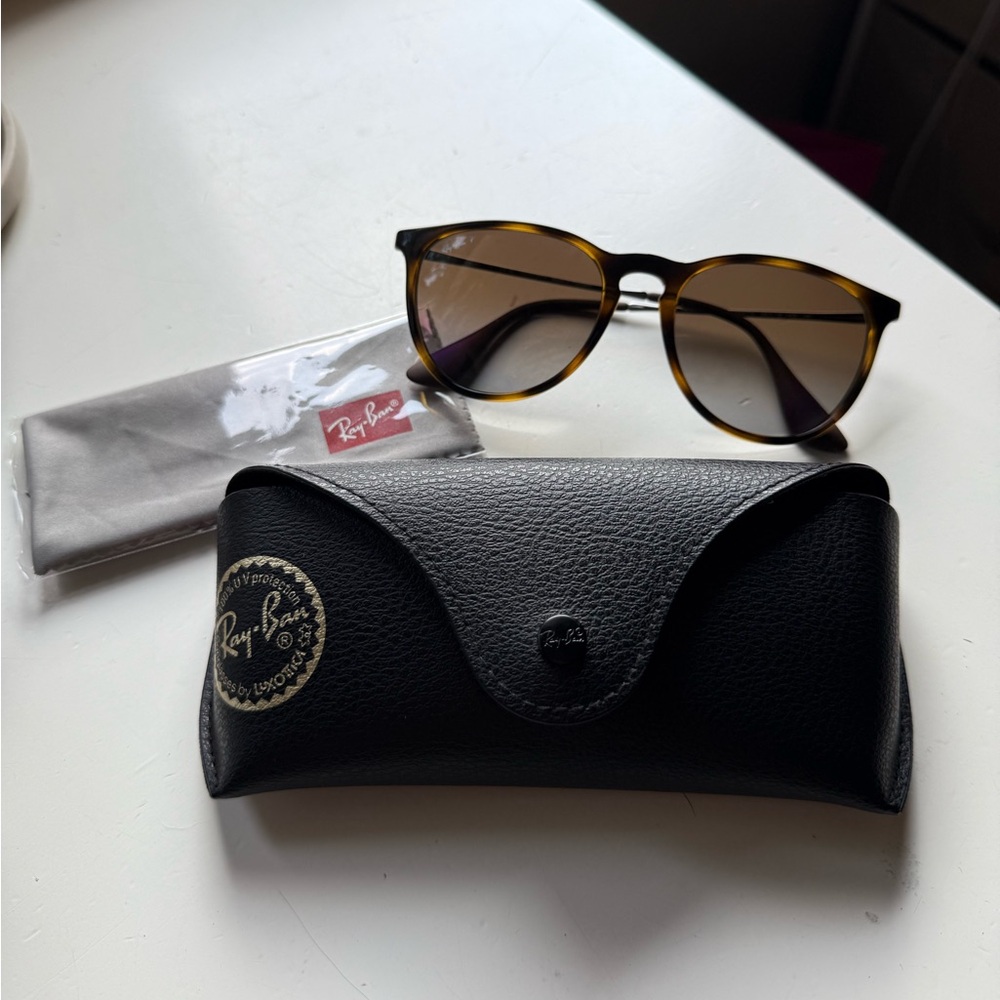Ray-Ban Brown Sunglasses with Gray Cloth